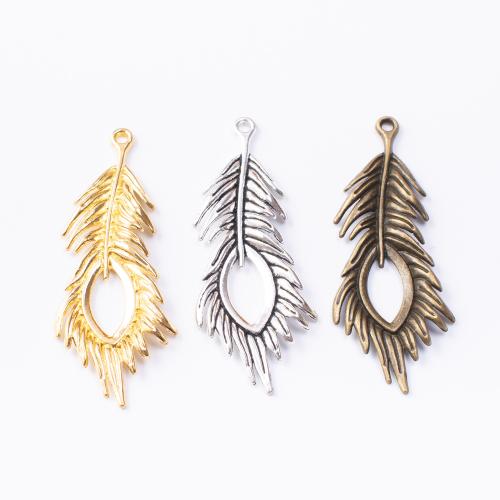 Zinc Alloy Feather Pendants, plated, DIY 