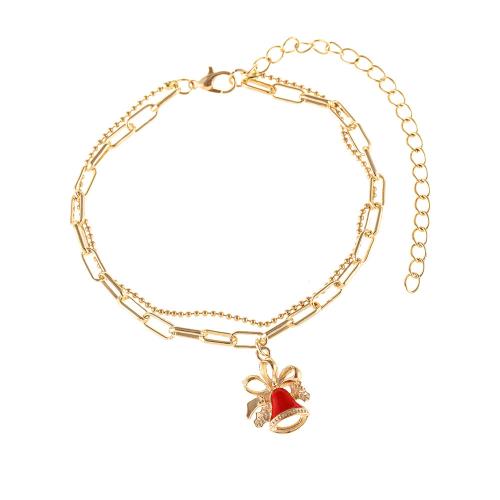 Zinc Alloy Christmas Bracelet, with 10cm extender chain, gold color plated, fashion jewelry & enamel, golden cm [