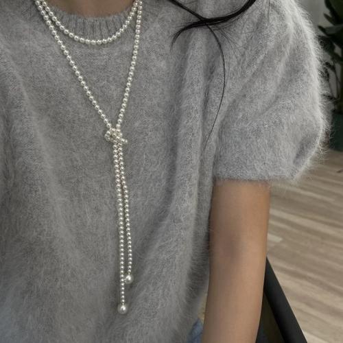 Collier de perles en plastique, perle de plastique, avec laiton, bijoux de mode, plus de couleurs à choisir cm, Vendu par PC