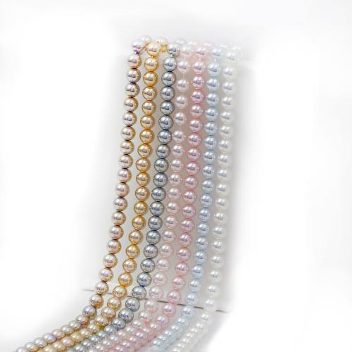 Glass Pearl Beads, Round, plated, DIY Approx 