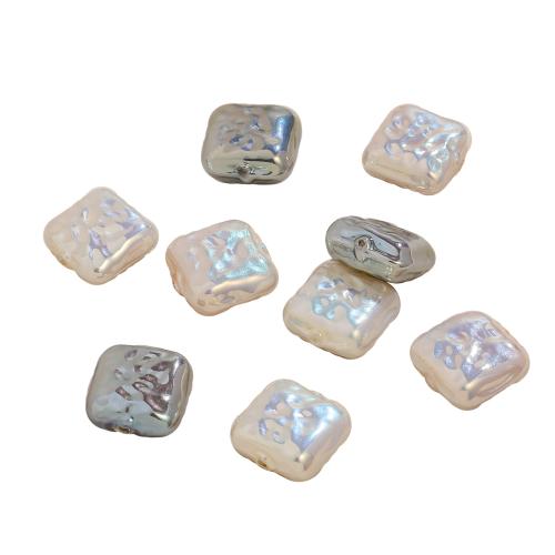 Glass Pearl Beads, Square, plated, DIY 14mm 