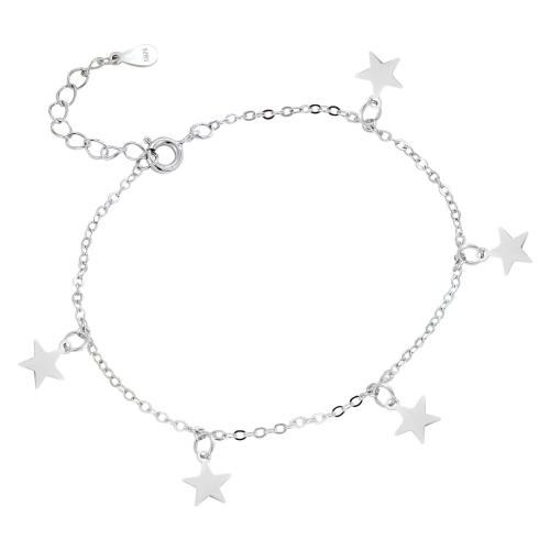 Sterling Silber Armbänder, 925 Sterling Silber, mit Verlängerungskettchen von 3CM, Stern, für Frau, keine, Länge:ca. 15.5 cm, verkauft von PC