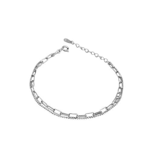 Sterling Silber Armbänder, 925 Sterling Silber, mit Verlängerungskettchen von 3CM, für Frau, Silberfarbe, Länge:ca. 15.5 cm, verkauft von PC