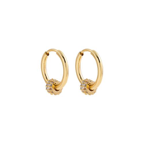 Cubic Zirconia Micro Pave Brass Earring, plated, micro pave cubic zirconia & for woman, gold 