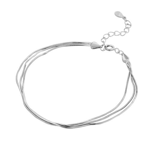 Sterling Silver Bracelets, 925 Sterling Silver, with 3CM extender chain, for woman, silver color Approx 16.5 cm 