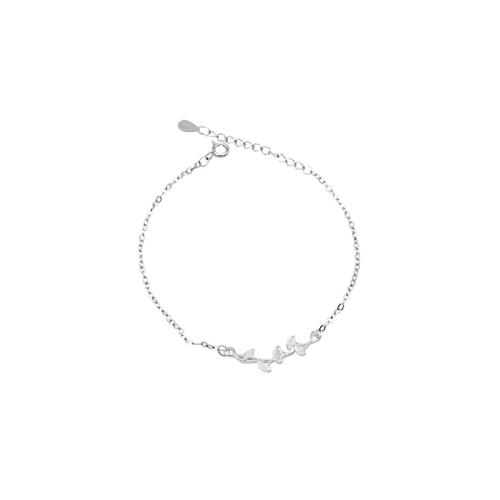 Sterling Silver Bracelets, 925 Sterling Silver, with 3CM extender chain, Ginkgo Leaf, for woman, silver color Approx 15.5 cm 