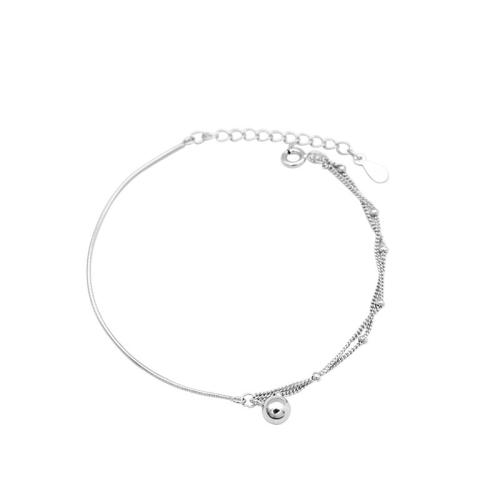 Sterling Silver Bracelets, 925 Sterling Silver, with 3CM extender chain, for woman, silver color Approx 15.5 cm 