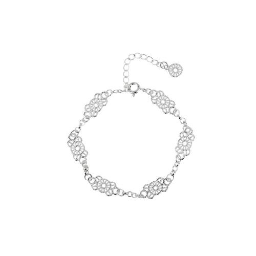 Sterling Silver Bracelets, 925 Sterling Silver, with 3CM extender chain, for woman, silver color Approx 15 cm 