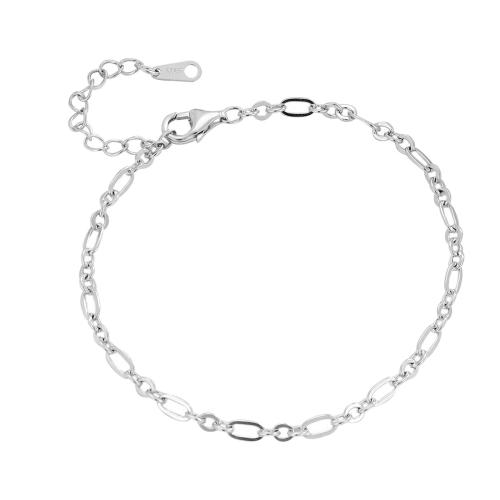 Sterling Silver Bracelets, 925 Sterling Silver, with 3CM extender chain, for woman, silver color Approx 15.5 cm 