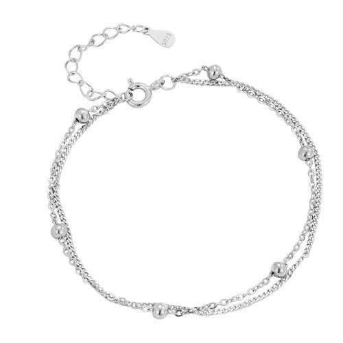 Sterling Silver Bracelets, 925 Sterling Silver, with 3CM extender chain, for woman, silver color Approx 15.5 cm 