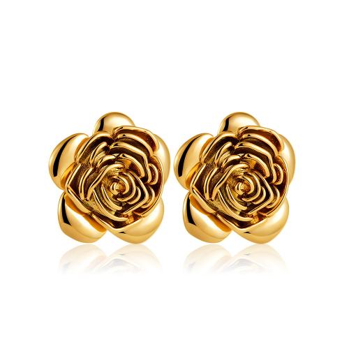 Stainless Steel Stud Earring, 304 Stainless Steel, petals, plated, for woman 