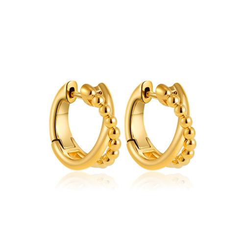 Brass Huggie Hoop Earring, plated, for woman, gold 