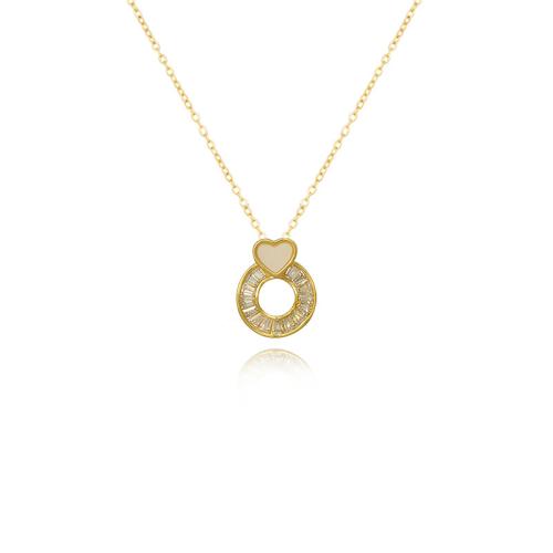 Collier de bijoux de titane, Acier titane, avec pierre gemme & laiton, styles différents pour le choix & pavé de micro zircon & pour femme, doré Environ 21-50 cm, Vendu par PC