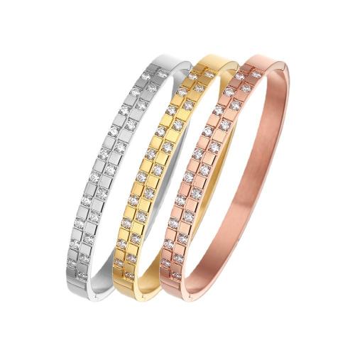 Titanium Steel Bracelet & Bangle, plated, micro pave cubic zirconia & for woman 