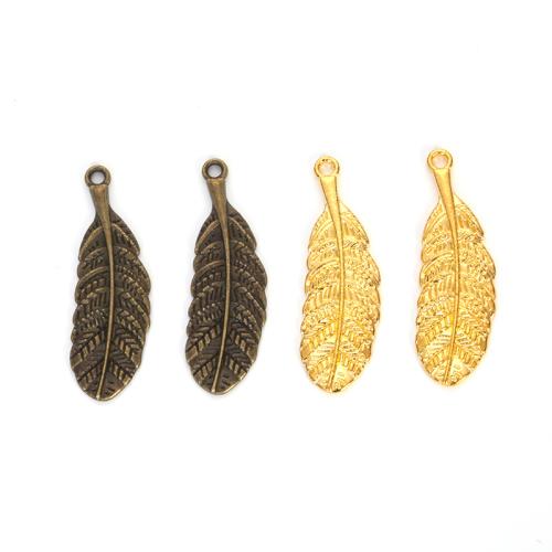 Zinc Alloy Feather Pendants, plated, DIY 