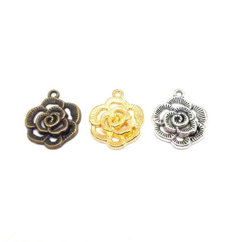 pendentifs de fleur en alliage zinc, alliage de zinc, Rose, Placage, DIY, plus de couleurs à choisir Vendu par sac