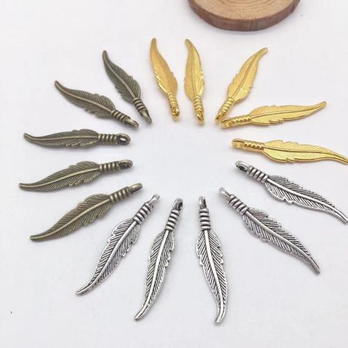 Zinc Alloy Feather Pendants, plated, DIY 