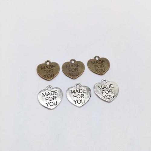 Zinklegierung Herz Anhänger, plattiert, DIY, keine, 15x15x1mm, 100PCs/Tasche, verkauft von Tasche