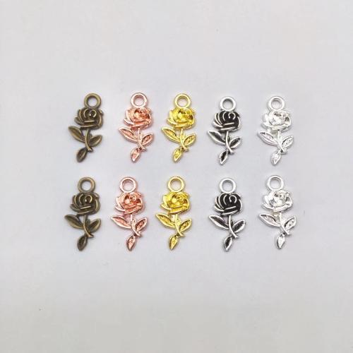 Zinc Alloy Flower Pendants, Rose, plated, DIY 