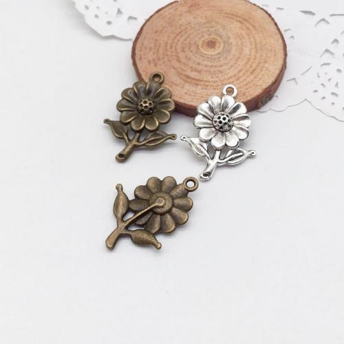 Zinc Alloy Flower Pendants, Sunflower, plated, DIY 