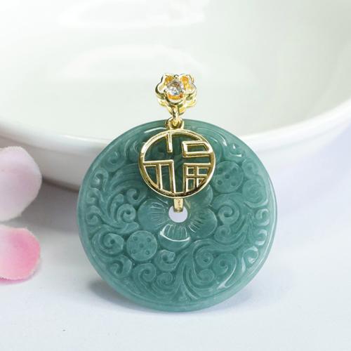 Jadeite Pendant, with Brass, DIY, 35mm 