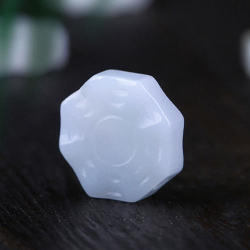 Jadeite Pendant, Geometrical Pattern, Carved, DIY, 18mm 