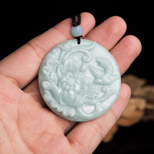 Jadeite Pendant, Flat Round, DIY, Grade A 