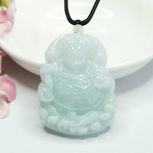 Jadeite Pendant, God of Wealth, Carved, DIY, Grade A 