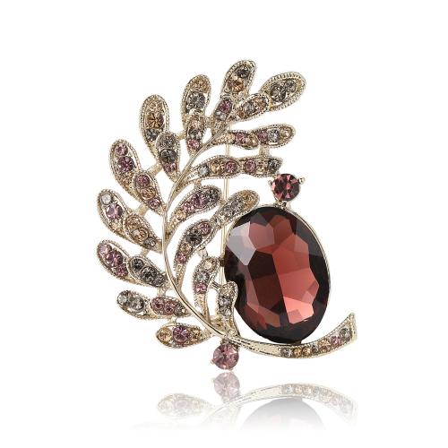 Rhinestone Zinc Alloy Brooch, for woman & with rhinestone 