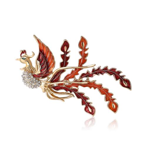 Rhinestone Zinc Alloy Brooch, Phoenix, for woman & enamel & with rhinestone 