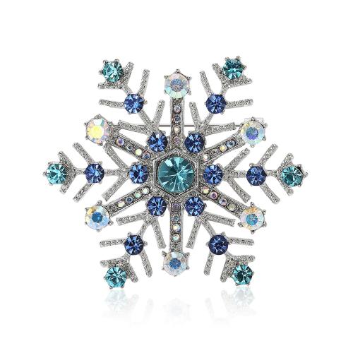 Rhinestone Zinc Alloy Brooch, Snowflake, for woman & with rhinestone 