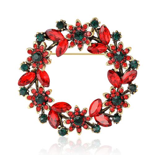 Rhinestone Zinc Alloy Brooch, for woman & with rhinestone 