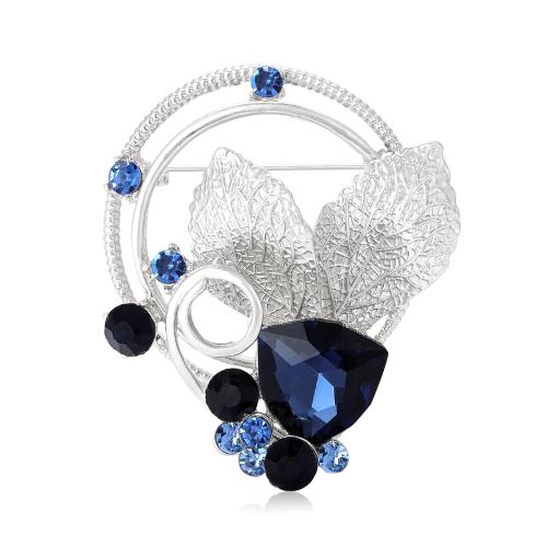 Rhinestone Zinc Alloy Brooch, for woman & with rhinestone 