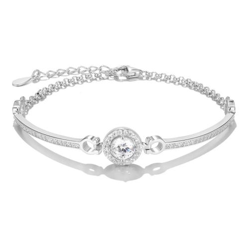 Cubic zirconia pavimenta la pulsera de plata de ley, Plata de ley 925, con 4cm extender cadena, Joyería & micro arcilla de zirconia cúbica & para mujer, longitud:aproximado 16 cm, Vendido por UD[