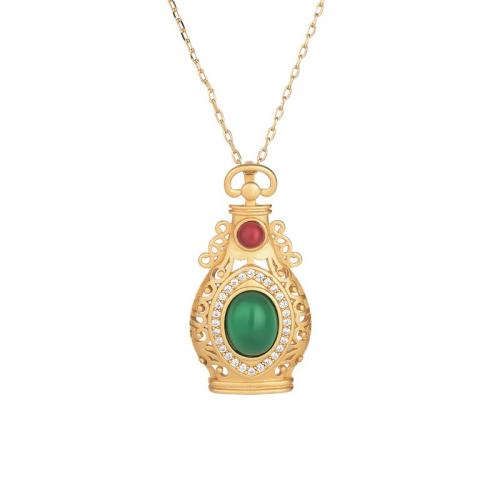 Collier en laiton cubique Zircon Micro Pave, avec Jade artificiel & agate synthétique, bijoux de mode & pavé de micro zircon & pour femme Environ 45 cm, Vendu par PC