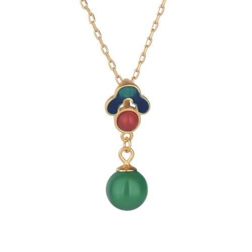 Collier en laiton fait à la main, avec Jade artificiel, bijoux de mode & pour femme & émail, plus de couleurs à choisir Environ 45 cm, Vendu par PC