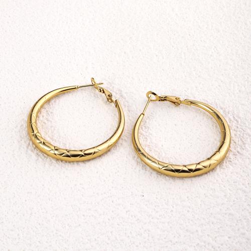 Boucle d'oreille en acier inoxydable Dangle, Acier inoxydable 304, Plaqué or 18K, bijoux de mode & pour femme, doré, 45mm, Vendu par paire