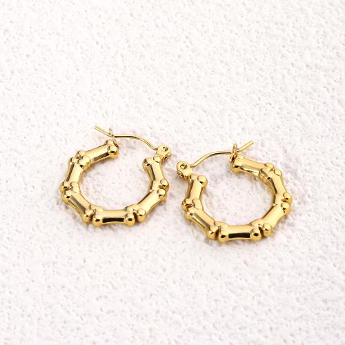 Boucle d'oreille en acier inoxydable Dangle, Acier inoxydable 304, Plaqué or 18K, bijoux de mode & pour femme, doré, 25mm, Vendu par paire