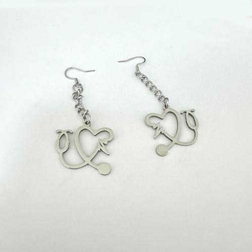 Stainless Steel Drop Earring, 304 Stainless Steel, Heart, plated, for woman 