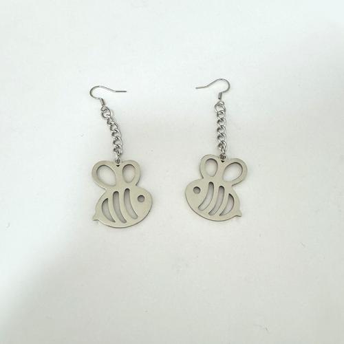 Stainless Steel Drop Earring, 304 Stainless Steel, Bee, plated, for woman 