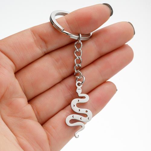 Stainless Steel Key Chain, 304 Stainless Steel, Snake, plated, for woman 