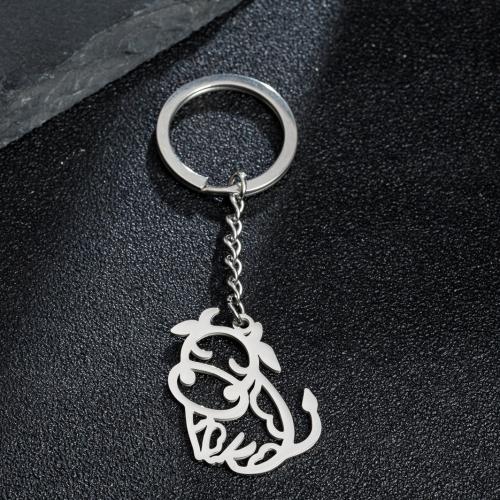 Stainless Steel Key Chain, 304 Stainless Steel, Cow, plated, for woman 