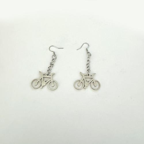 Stainless Steel Drop Earring, 304 Stainless Steel, Bike, plated, for woman 