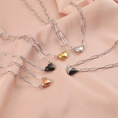 Stainless Steel Jewelry Necklace, 304 Stainless Steel, with Magnet, Heart, plated, for woman 