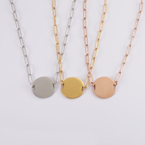 Stainless Steel Jewelry Necklace, 304 Stainless Steel, Round, rose gold color plated, for woman 