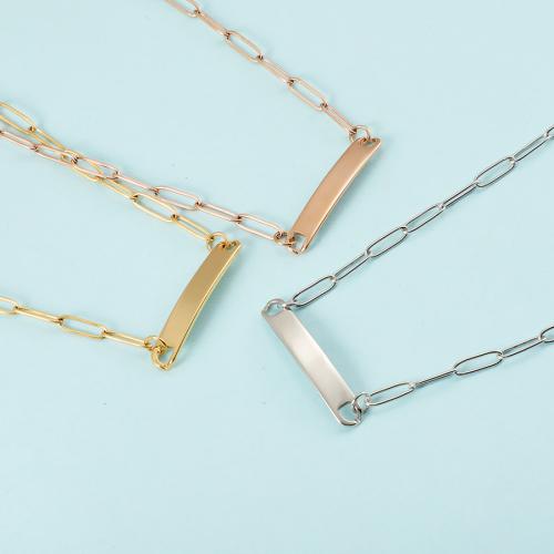 Stainless Steel Jewelry Necklace, 304 Stainless Steel, Rectangle, plated, for woman 