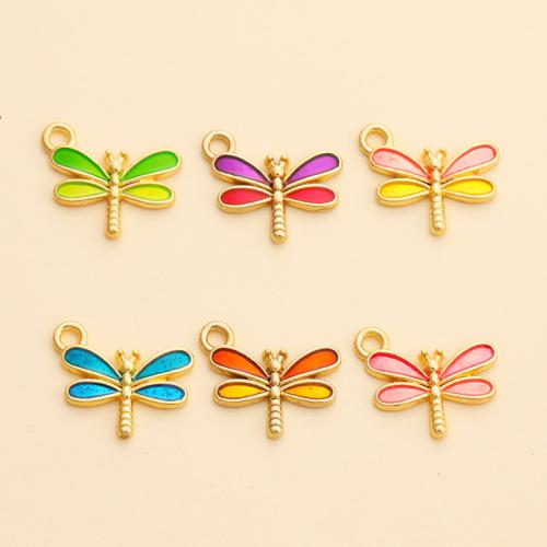 Zinc Alloy Enamel Pendants, Dragonfly, plated, DIY 