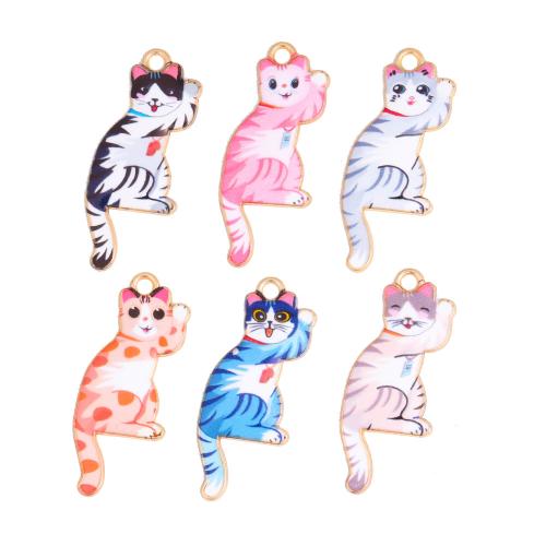 Zinc Alloy Enamel Pendants, Cat, plated, DIY 