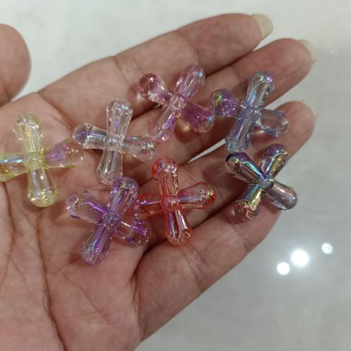 Plating Acrylic Beads, Cross, DIY 25mm 