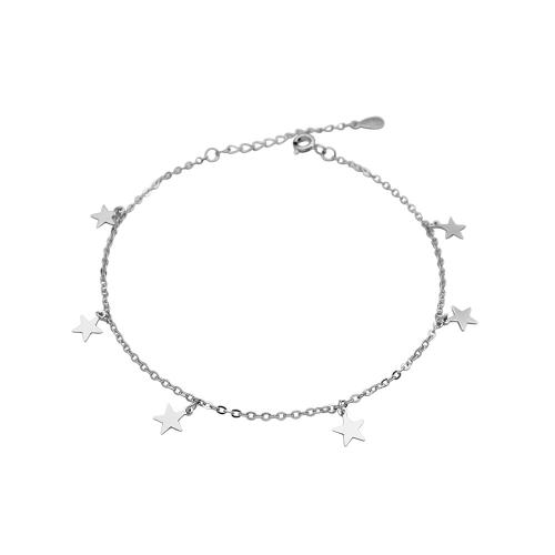 Tobillera de joyería de moda, plata de ley 925, con 3CM extender cadena, Estrella, para mujer, plateado, longitud:aproximado 21 cm, Vendido por UD